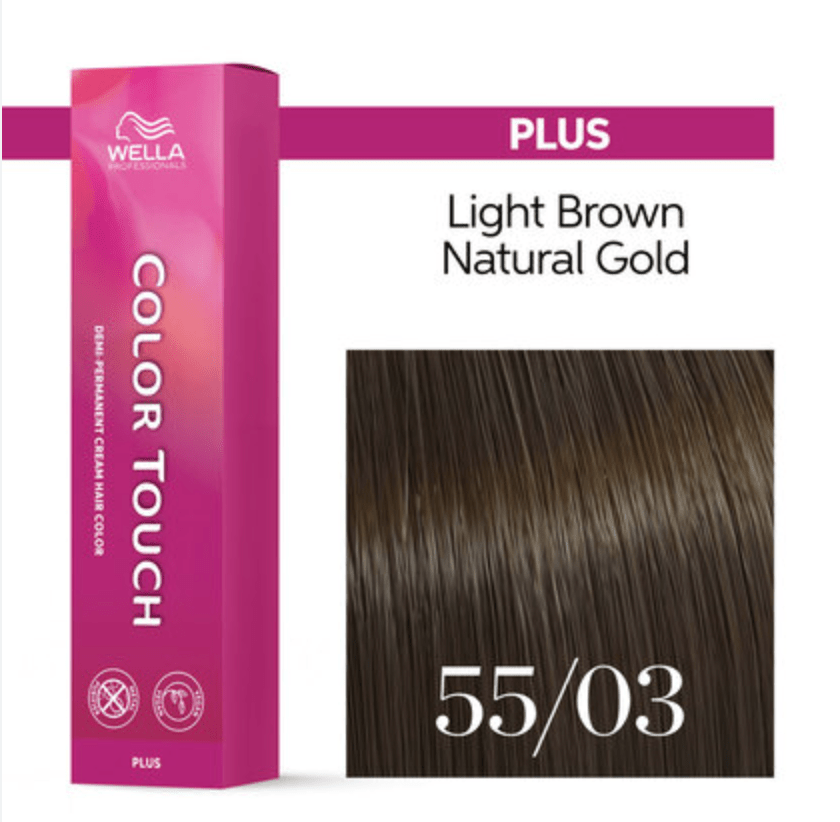 Wella Color Touch Plus Demi-Permanent Hair Color, 2 oz - 55/03 Intense Light Brown Natural Gold