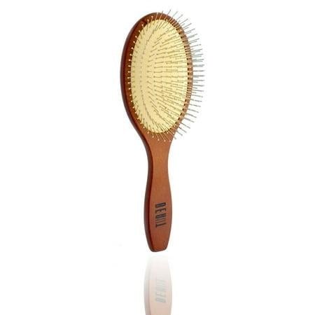 Wooden Round Paddle Brush with Anti - Static Metal Bristles - VIP Extensions