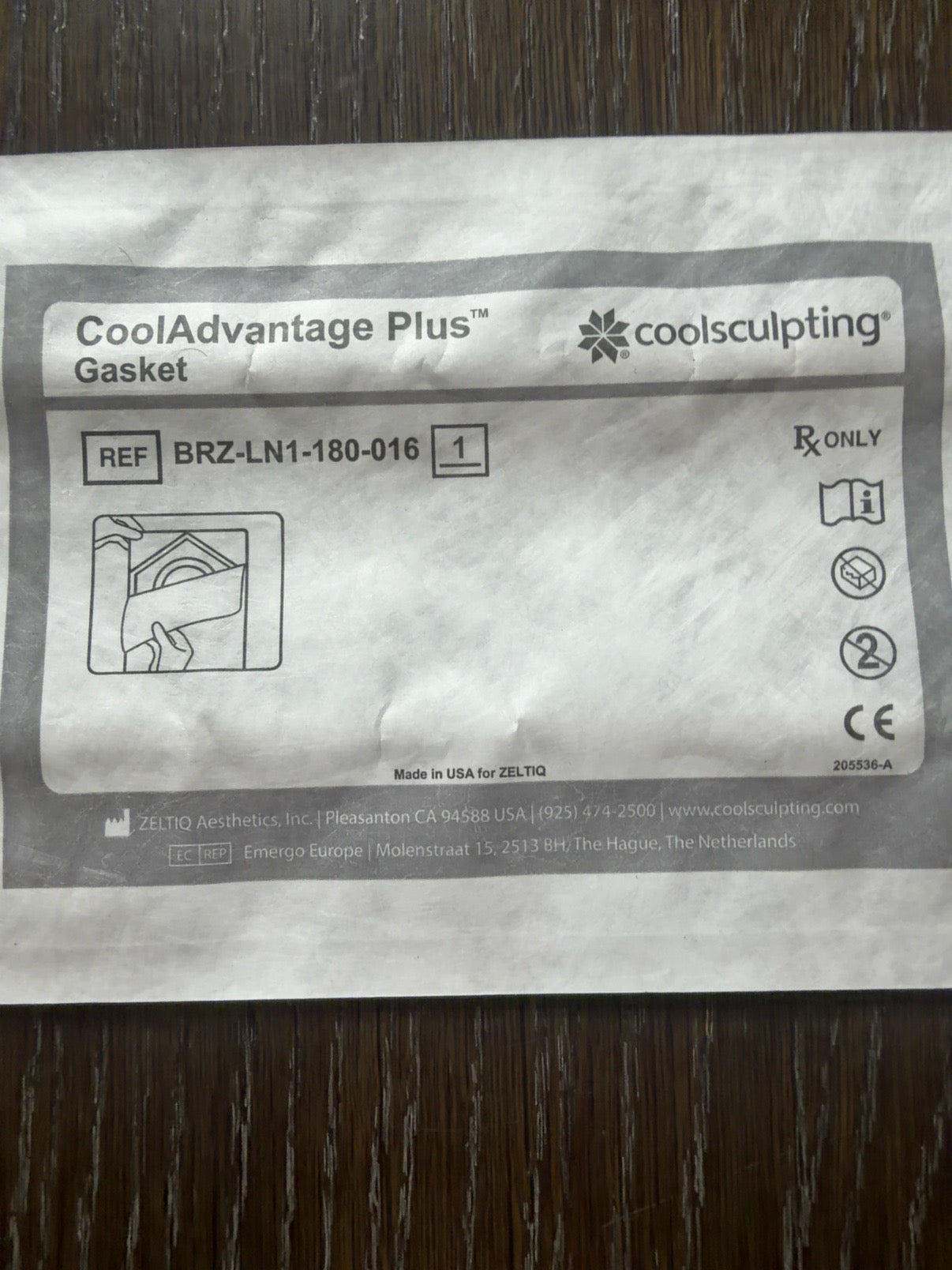 Zeltiq CoolSculpting CoolAdvantage Plus gasket sealed package, REF BRZ-LN1-180-016