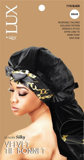 Lux by Qfitt Luxury Silky Velvet Tie Bonnet - Braid - VIP Extensions