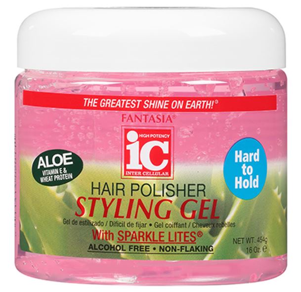 Fantasia Hair Polisher Styling Gel with Sparkles Lites, Hard to Hold, 16 Oz - VIP Extensions
