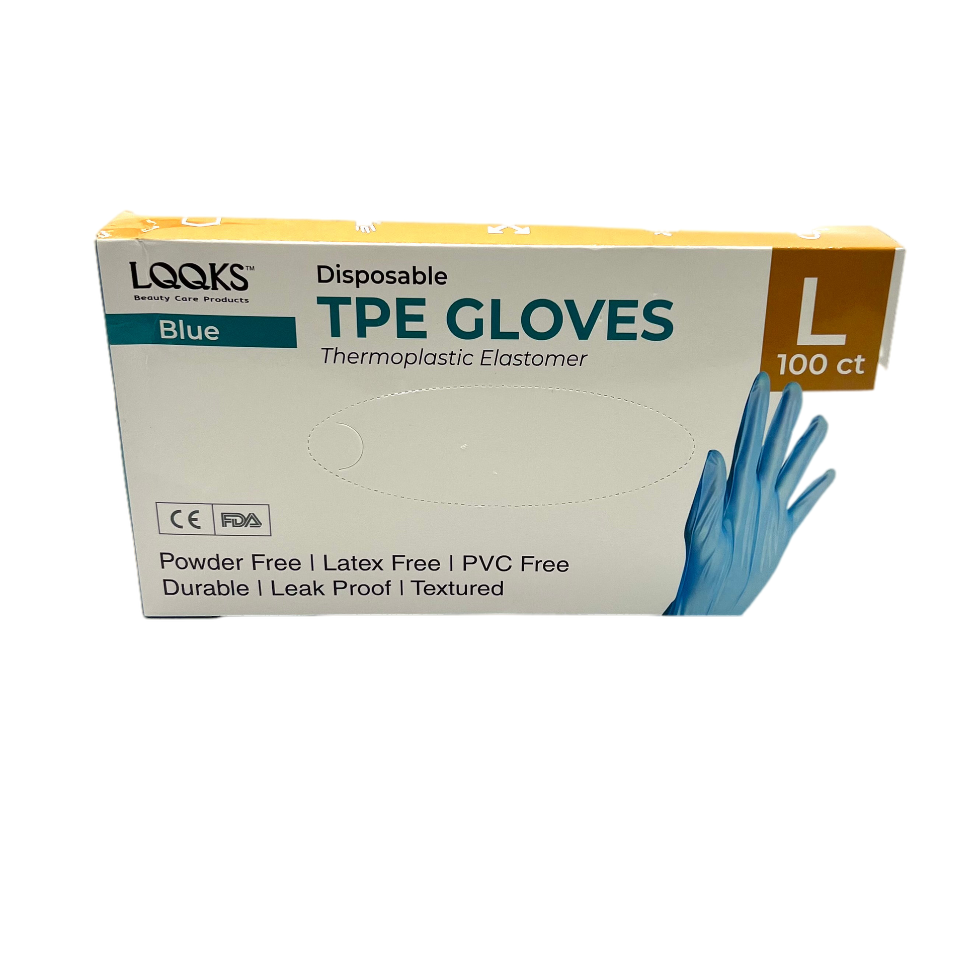 LQQS Disposable TPE Gloves BLUE 100 CT - VIP Extensions