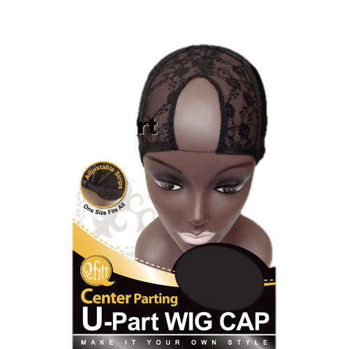 M & M U-PART WIG CAP CENTER PARTING BLACK-ADJUSTABLE STRIPS - VIP Extensions
