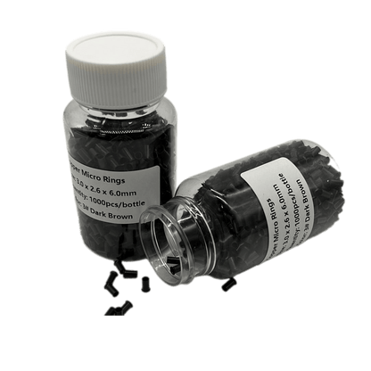 Copper Micro Rings Style "E" Size 3.0 x 2.6 x 6.0 mm 1 bottle (1000 pieces) - VIP Extensions