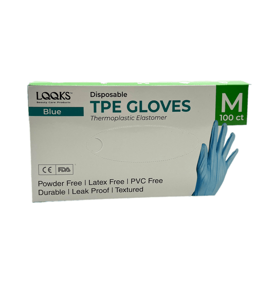 LQQS Disposable TPE Gloves BLUE 100 CT - VIP Extensions